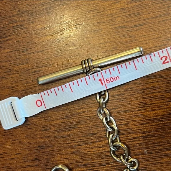 28.46 Gram Gold Filled Albert Chain with Dog Clip, T-Bar and Slide Charm- Flaw - Picture 7 of 17